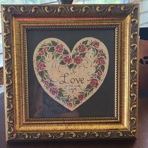 Sweet Love with mauve rose wreath picture in a beautiful frame 7×7❤️